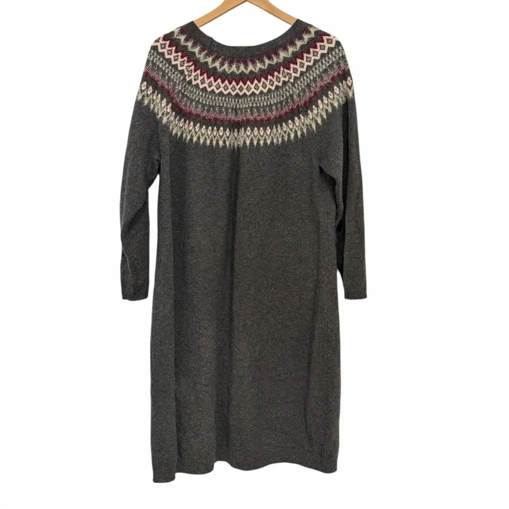 J.Jill Fair Isle Nordic Knit Knee Length Sweater Dress Cotton Long Sleeve Sz XLP - Picture 3 of 6